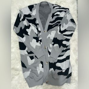 Black and white camo women's cardigan